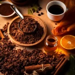 Hojas de tabaco natural curado al aire junto a ingredientes aromáticos