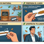 Infografía paso a paso para liar un cigarrillo con tabaco natural de Tabaco.Vip.