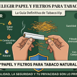 Infografía detallada sobre cómo elegir el mejor Papel y Filtros para Tabaco Natural, incluyendo opciones de cáñamo, arroz y filtros de carbón activo de Tabaco.Vip.