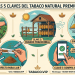 Ilustración sobre las características del tabaco natural premium y compra segura.