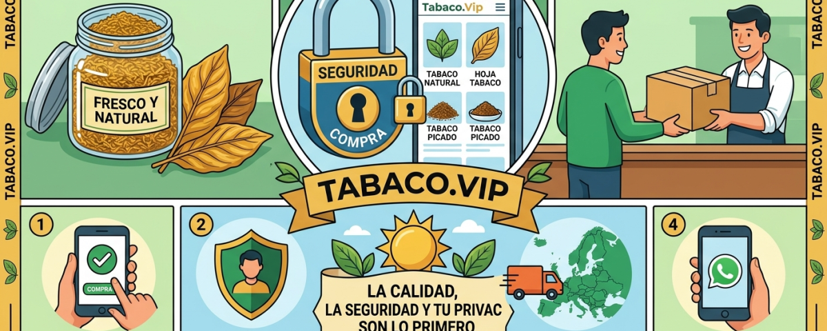 Ilustración sobre seguridad y privacidad en la compra online de tabaco natural.
