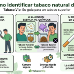 Infografía educativa sobre tabaco natural y picado de alta calidad.