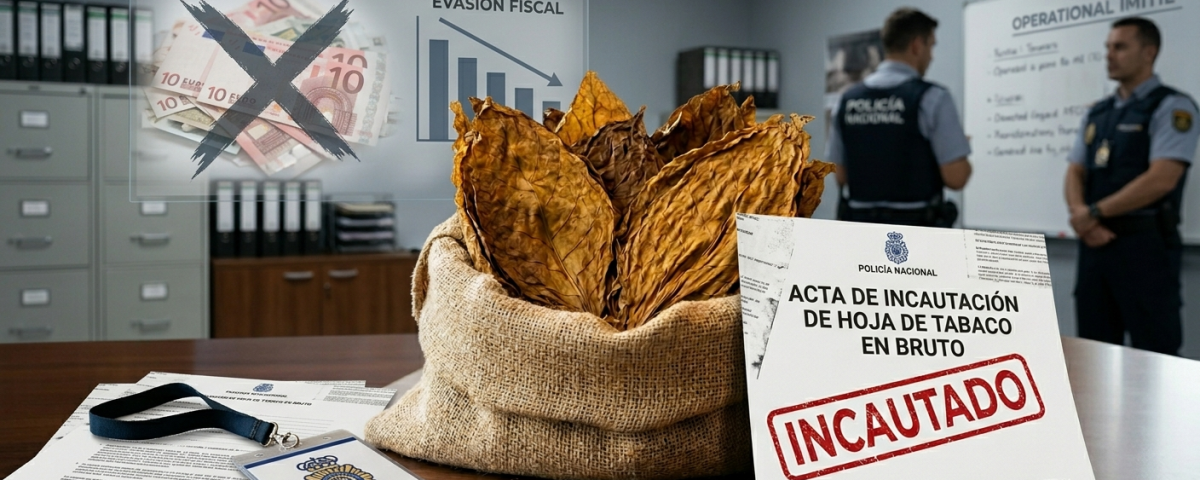 Ilustración conceptual sobre la oferta de 10 euros por kilo de hoja de tabaco por parte de redes de contrabando, destacando la materia prima natural.