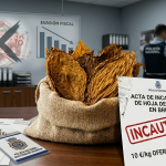 Ilustración conceptual sobre la oferta de 10 euros por kilo de hoja de tabaco por parte de redes de contrabando, destacando la materia prima natural.