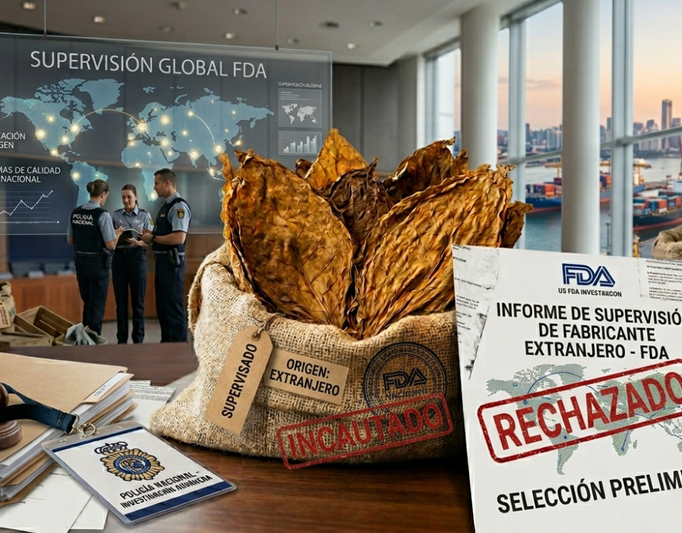 Ilustración conceptual sobre la inclusión de multinacionales tabacaleras en rankings de empresas del futuro, destacando hojas de tabaco natural en primer plano.